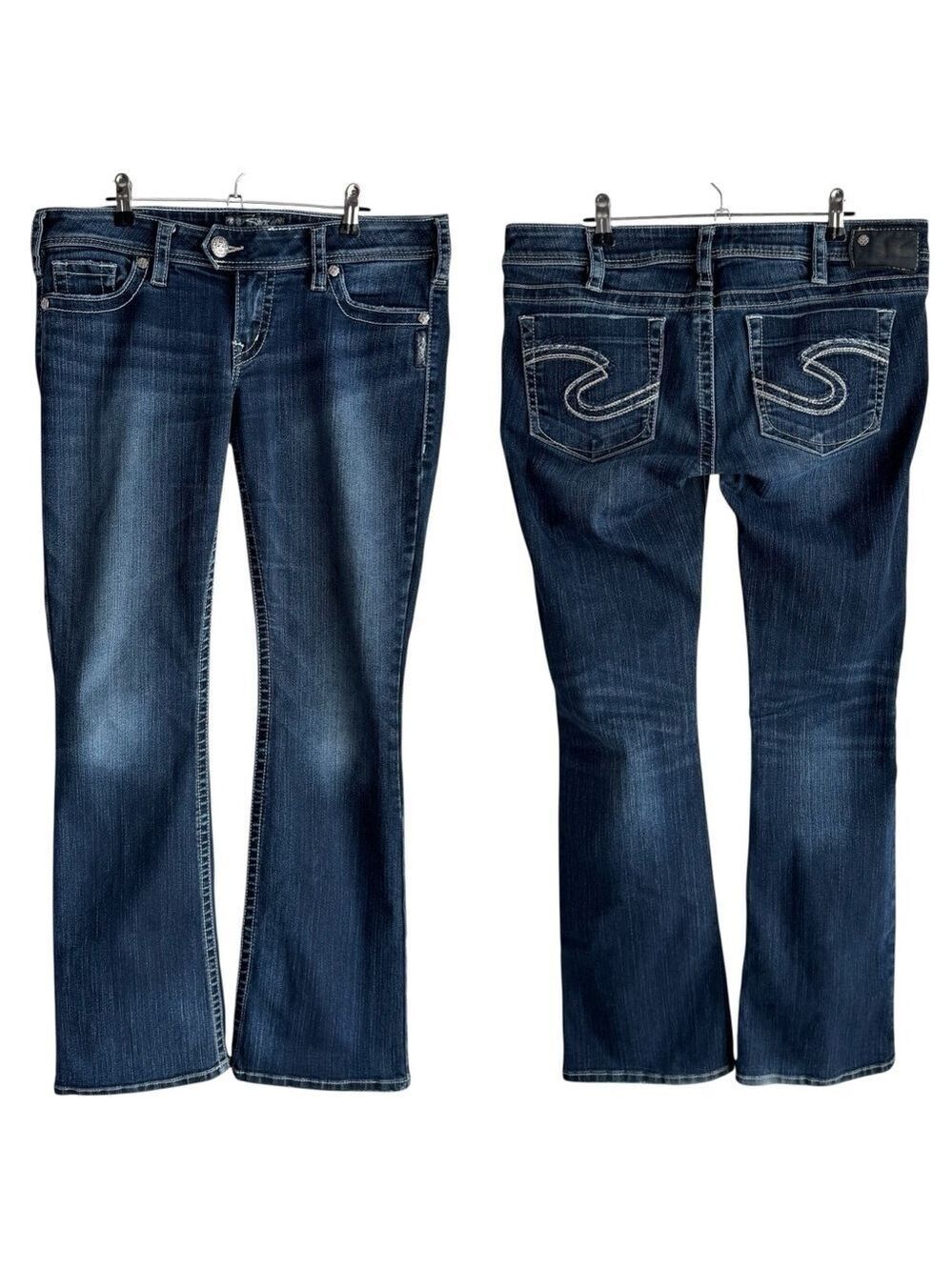 Silver Jeans Tuesday Midrise Bootcut Womens 31/33 Dark Wash Blue Denim Flare